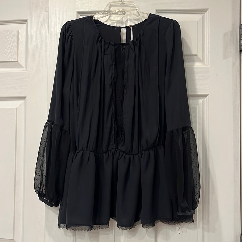 Free people black long sleeve top